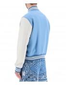 Amiri Blue and White Wool Varsity Letterman Jacket