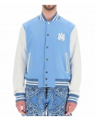 Amiri Blue and White Wool Varsity Letterman Jacket