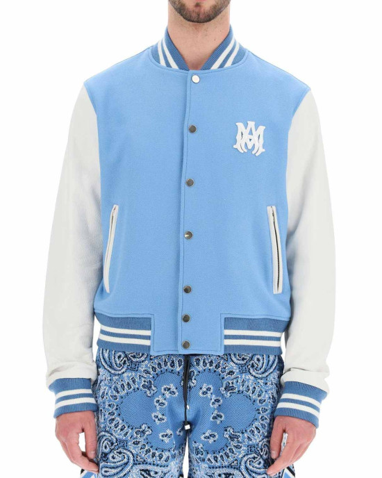 Amiri Blue and White Wool Varsity Letterman Jacket Amiri Blue and White Wool Varsity Letterman Jacket