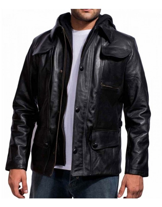 Arnold Terminator 5 Leather Jacket with Hood