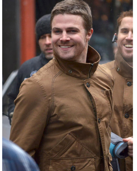 Arrow Season 2 Oliver Queen Brown Cotton Jacket Arrow Season 2 Oliver Queen Brown Cotton Jacket