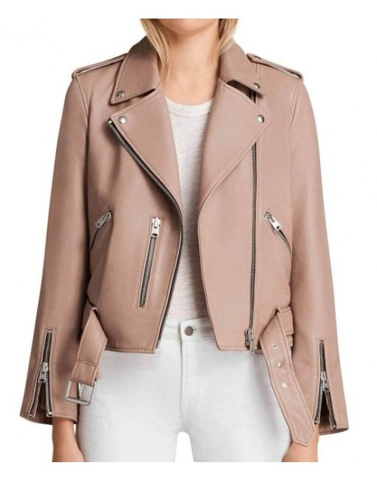 Arrow Season 5 Willa Holland Pink Leather Jacket