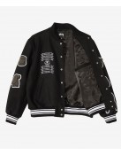 Asap Rocky Stussy CDG Black Wool Letterman Varsity Jacket