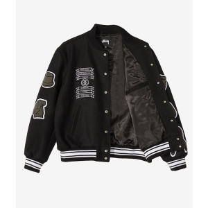 Asap Rocky Stussy CDG Black Wool Letterman Varsity Jacket