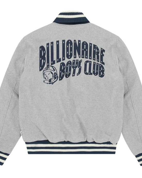 Astro Billionaire Boys Club Gray Varsity Wool Jacket Astro Billionaire Boys Club Gray Varsity Wool Jacket