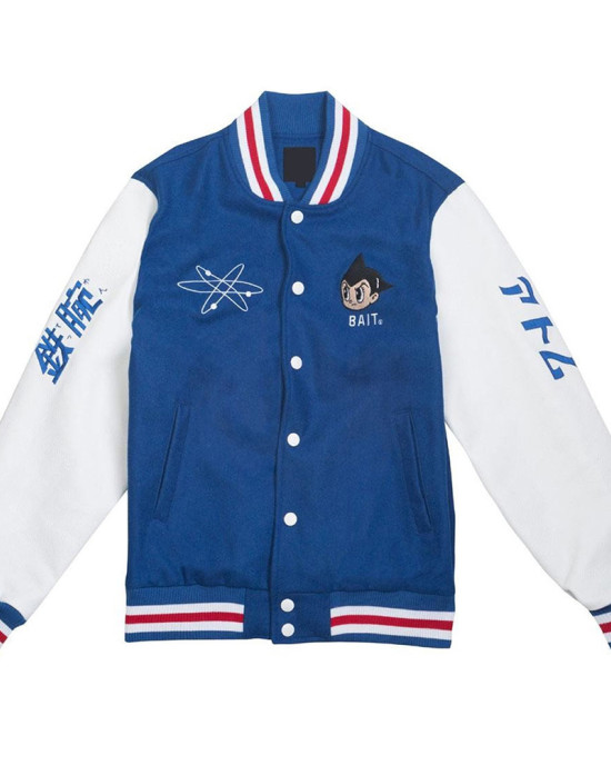 Astro Boy Blue and White Varsity Jacket Astro Boy Blue and White Varsity Jacket