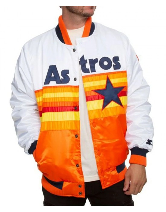 Astros Houston White and Orange Satin Jacket