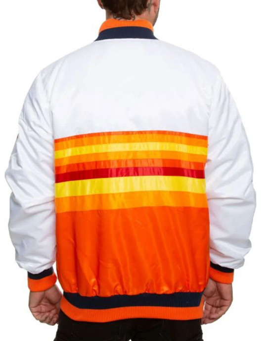 Astros Houston White and Orange Satin Jacket Astros Houston White and Orange Satin Jacket