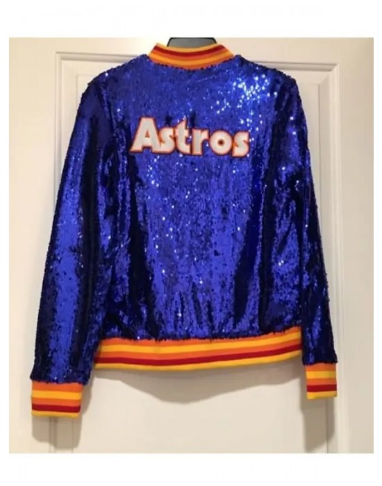 Astros Sequin Sports Blue Varsity Jacket