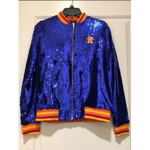 Astros Sequin Sports Blue Varsity Jacket