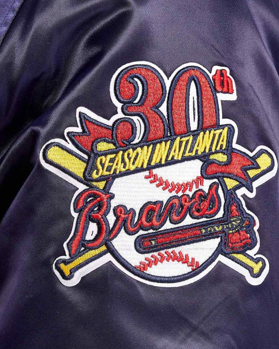 Atlanta Braves World Series Navy Varsity Satin Jacket Atlanta Braves World Series Navy Varsity Satin Jacket