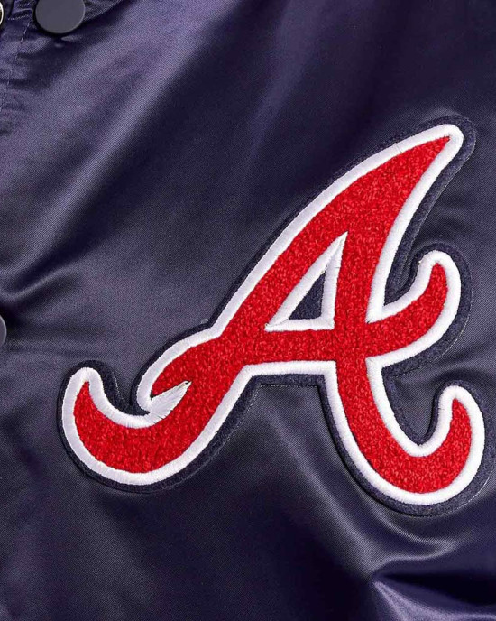 Atlanta Braves World Series Navy Varsity Satin Jacket Atlanta Braves World Series Navy Varsity Satin Jacket