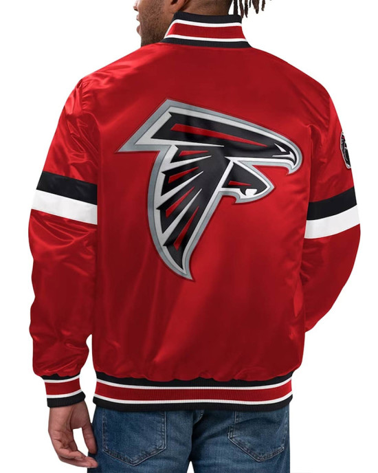 Atlanta Falcons Locker Room Red Varsity Satin Jacket Atlanta Falcons Locker Room Red Varsity Satin Jacket