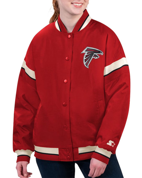 Atlanta Falcons Tournament Red Varsity Jacket Atlanta Falcons Tournament Red Varsity Jacket