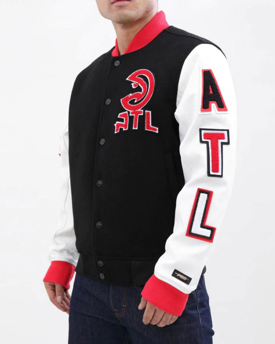 Atlanta Hawks Black and White Varsity Jacket Atlanta Hawks Black and White Varsity Jacket