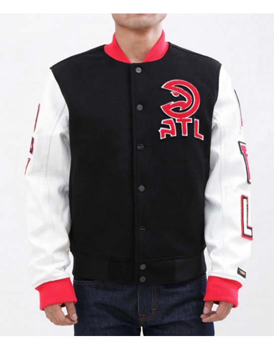 Atlanta Hawks Black and White Varsity Jacket