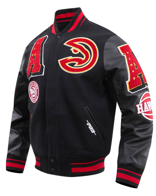 Atlanta Hawks Mash Up Logo Wool Varsity Jacket Atlanta Hawks Mash Up Logo Wool Varsity Jacket