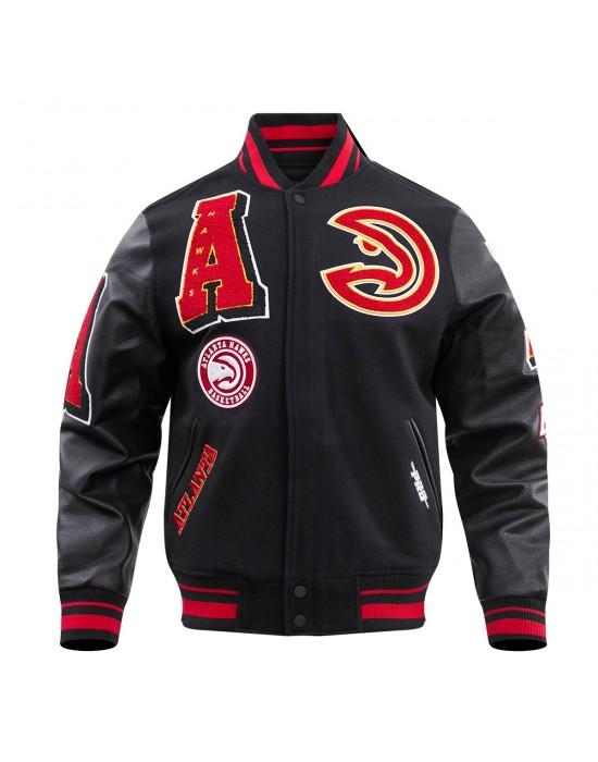 Atlanta Hawks Mash Up Logo Wool Varsity Jacket