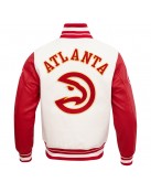 Atlanta Hawks Off White Wool Varsity Jacket