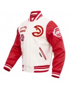 Atlanta Hawks Off White Wool Varsity Jacket