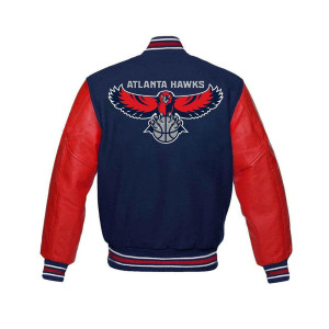 Atlanta Hawks Red and Blue Varsity Jacket
