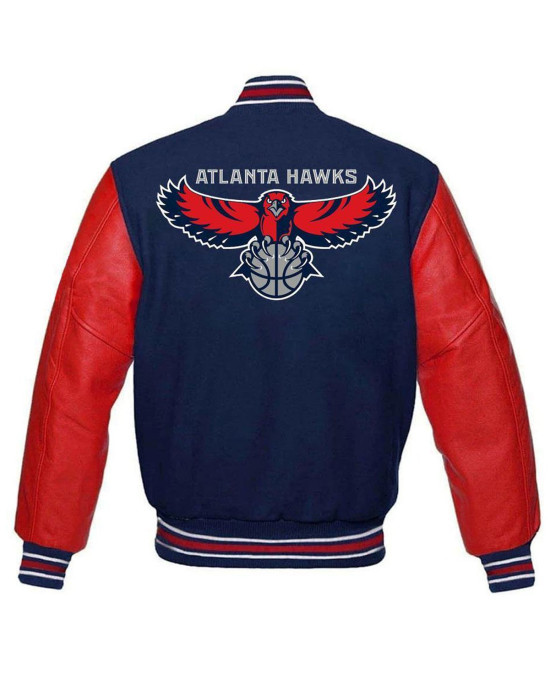Atlanta Hawks Red and Blue Varsity Jacket Atlanta Hawks Red and Blue Varsity Jacket