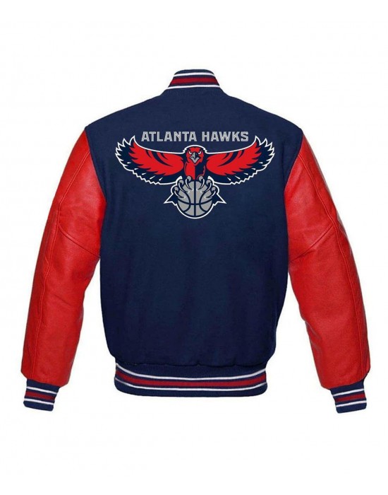 Atlanta Hawks Red and Blue Varsity Jacket