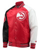 Atlanta Hawks Reliever Red/Black Satin Raglan Full-Snap Jacket Atlanta Hawks Reliever Red/Black Satin Raglan Full-Snap Jacket