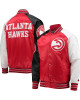 Atlanta Hawks Reliever Red/Black Satin Raglan Full-Snap Jacket Atlanta Hawks Reliever Red/Black Satin Raglan Full-Snap Jacket