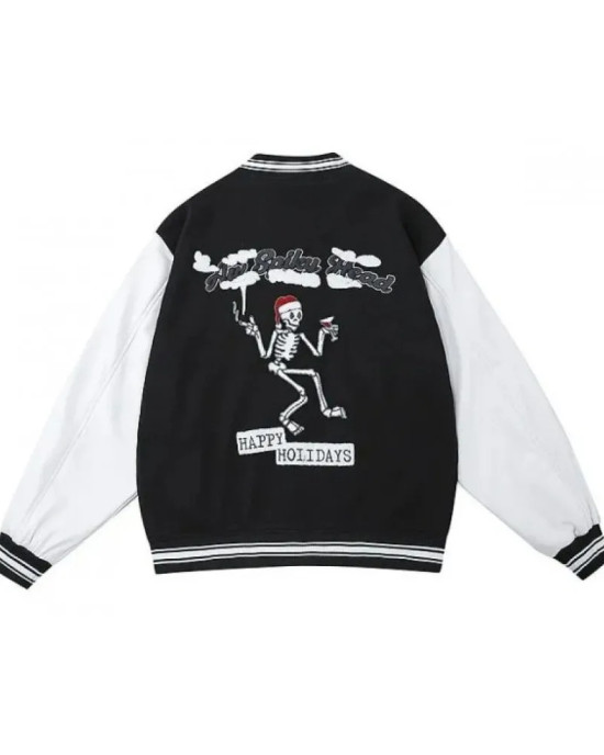 Aw Spiky Head Skull Wool Varsity Jacket
