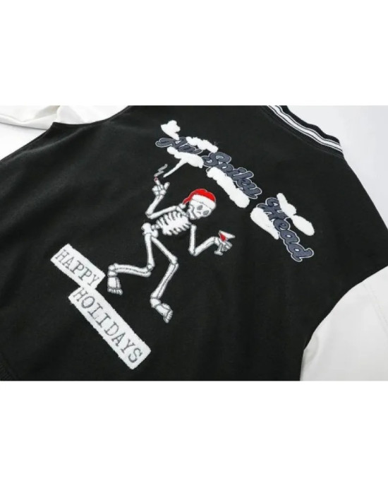 Aw Spiky Head Skull Wool Varsity Jacket