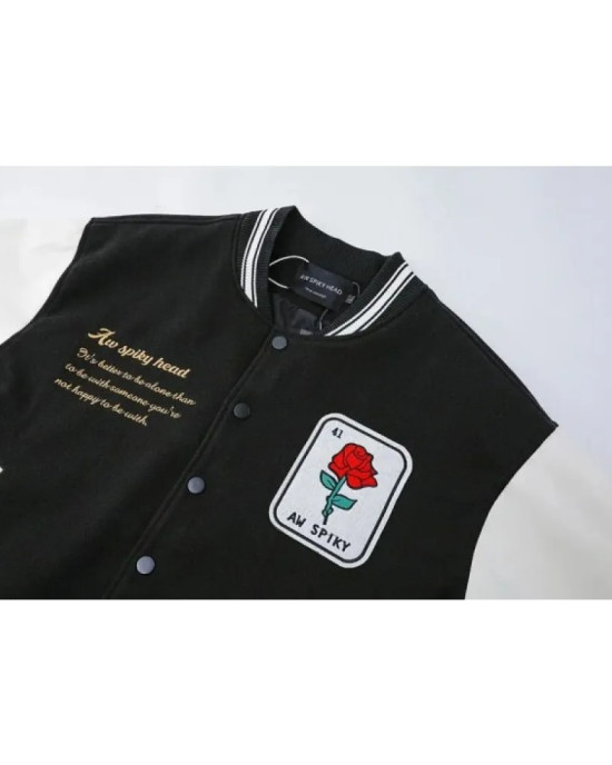 Aw Spiky Head Skull Wool Varsity Jacket