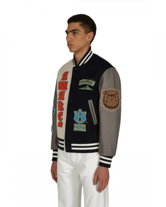 Awake Ny Chenille Patches Varsity Jacket Navy Combo