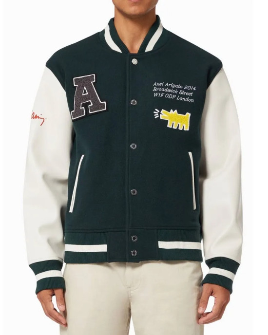 Axel Arigato Keith Haring Green Varsity Jacket Axel Arigato Keith Haring Green Varsity Jacket
