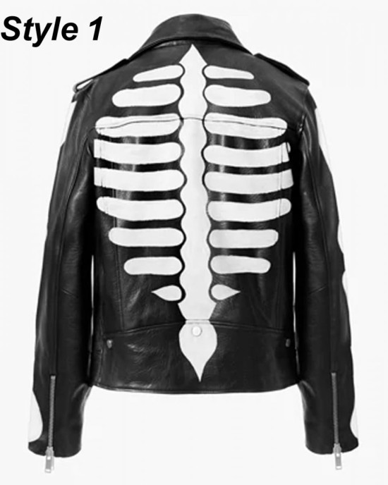 Axl Rose Guns N Roses Skeleton Biker Leather Jacket Axl Rose Guns N Roses Skeleton Biker Leather Jacket
