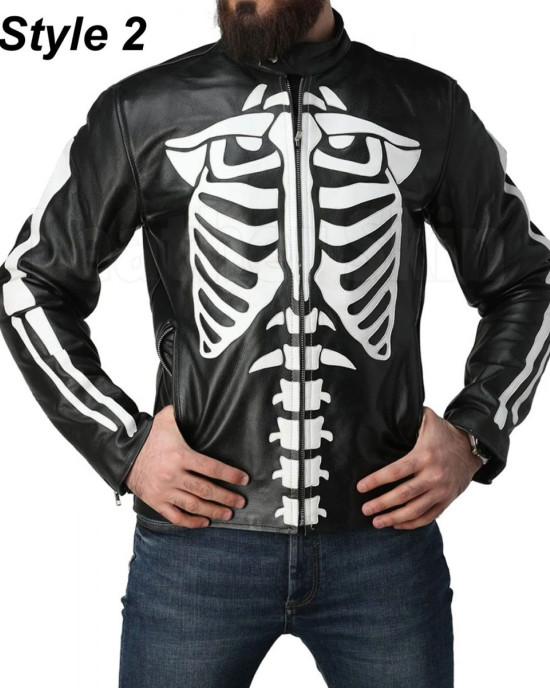 Axl Rose Guns N Roses Skeleton Biker Leather Jacket Axl Rose Guns N Roses Skeleton Biker Leather Jacket