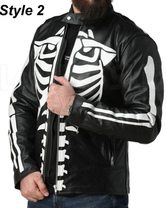 Axl Rose Guns N Roses Skeleton Biker Leather Jacket Axl Rose Guns N Roses Skeleton Biker Leather Jacket
