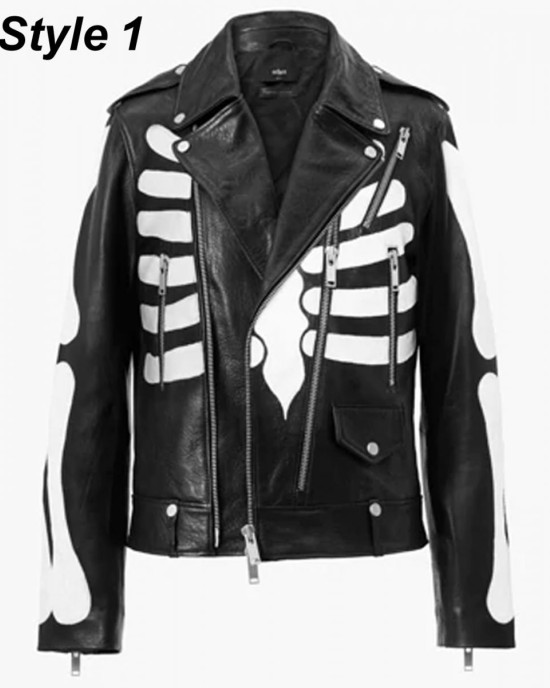 Axl Rose Guns N Roses Skeleton Biker Leather Jacket Axl Rose Guns N Roses Skeleton Biker Leather Jacket