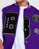 B Patch Varsity Bomber with Leather Look Sleeves B Patch Varsity Bomber with Leather Look Sleeves