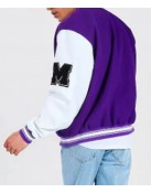 B Patch Varsity Bomber with Leather Look Sleeves