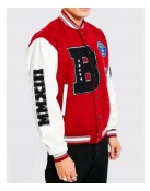 B Patch Varsity Bomber with Leather Look Sleeves