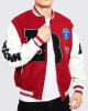 B Patch Varsity Bomber with Leather Look Sleeves B Patch Varsity Bomber with Leather Look Sleeves