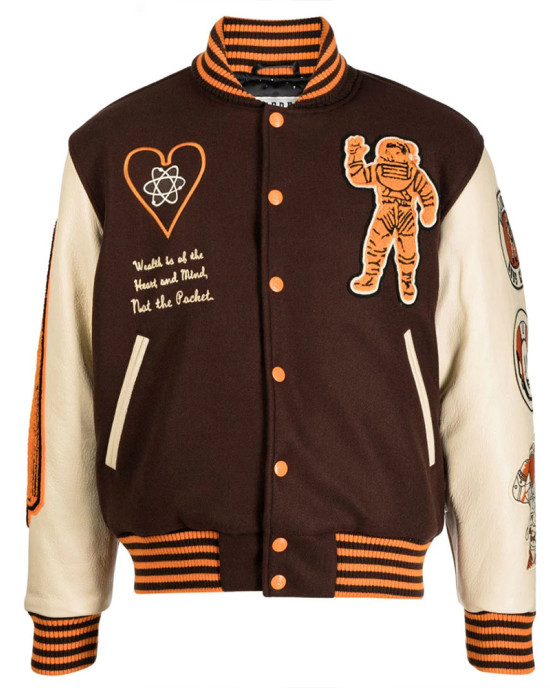BBC Logo-Embroidery Varsity Bomber Jacket