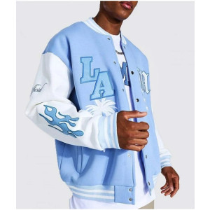 Baby Blue LA Letterman M Jacket