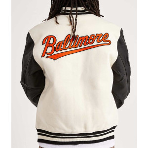 Baltimore Orioles Black and Off-White Varsity Jacket