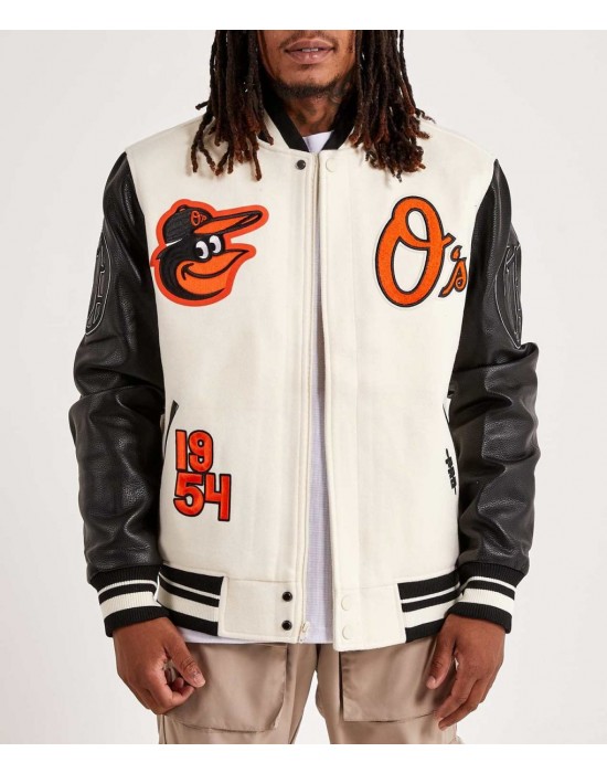 Baltimore Orioles Black and Off-White Varsity Jacket