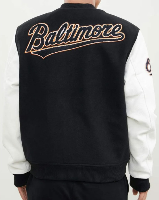 Baltimore Orioles Black and White Varsity Jacket Baltimore Orioles Black and White Varsity Jacket