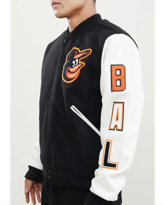 Baltimore Orioles Black and White Varsity Jacket Baltimore Orioles Black and White Varsity Jacket