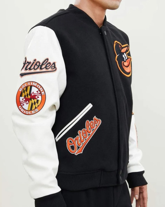 Baltimore Orioles Black and White Varsity Jacket Baltimore Orioles Black and White Varsity Jacket