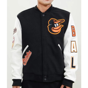 Baltimore Orioles Black and White Varsity Jacket